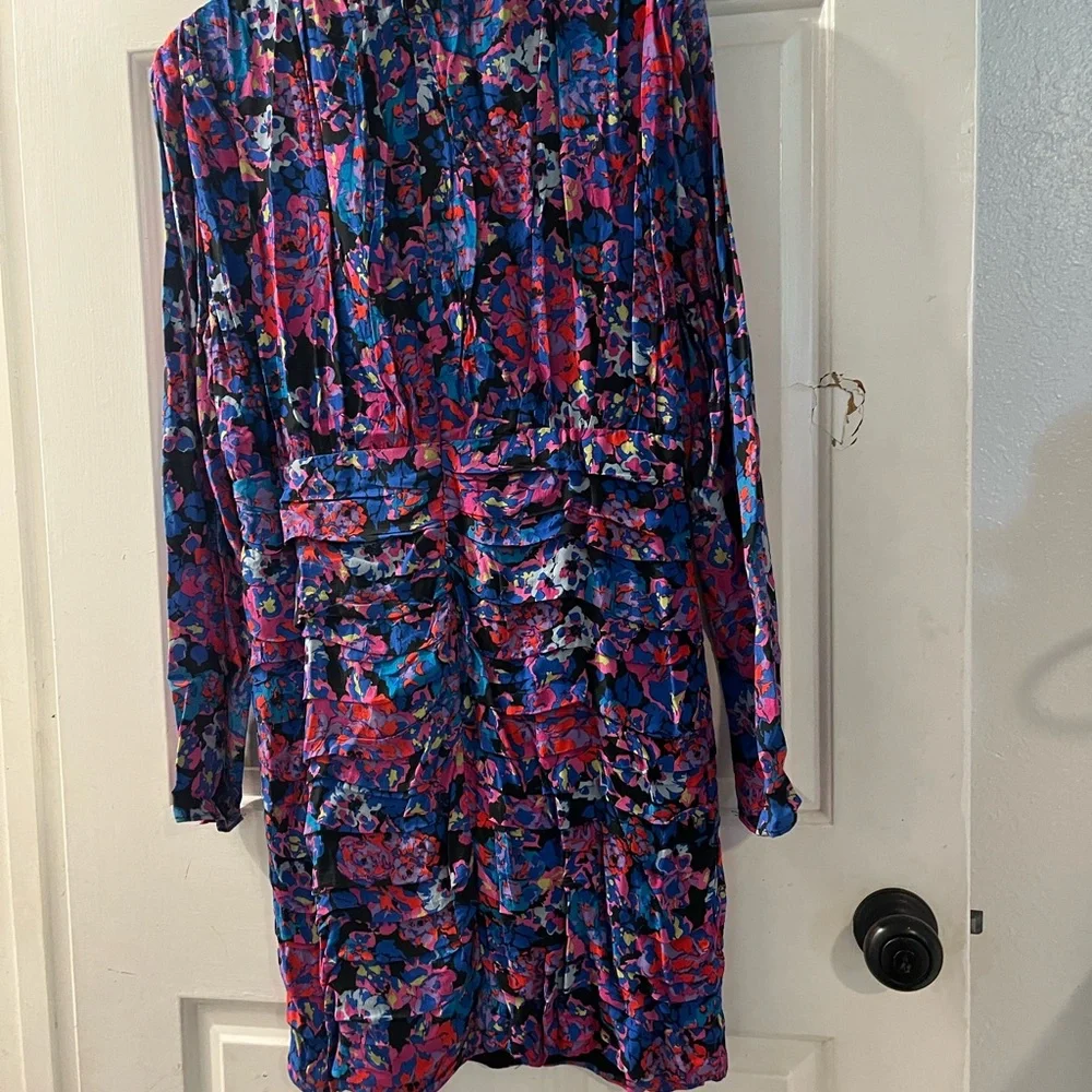 Zara Vibrant Floral Long Sleeve Dress - Blue and Pink - Picture 2 of 2